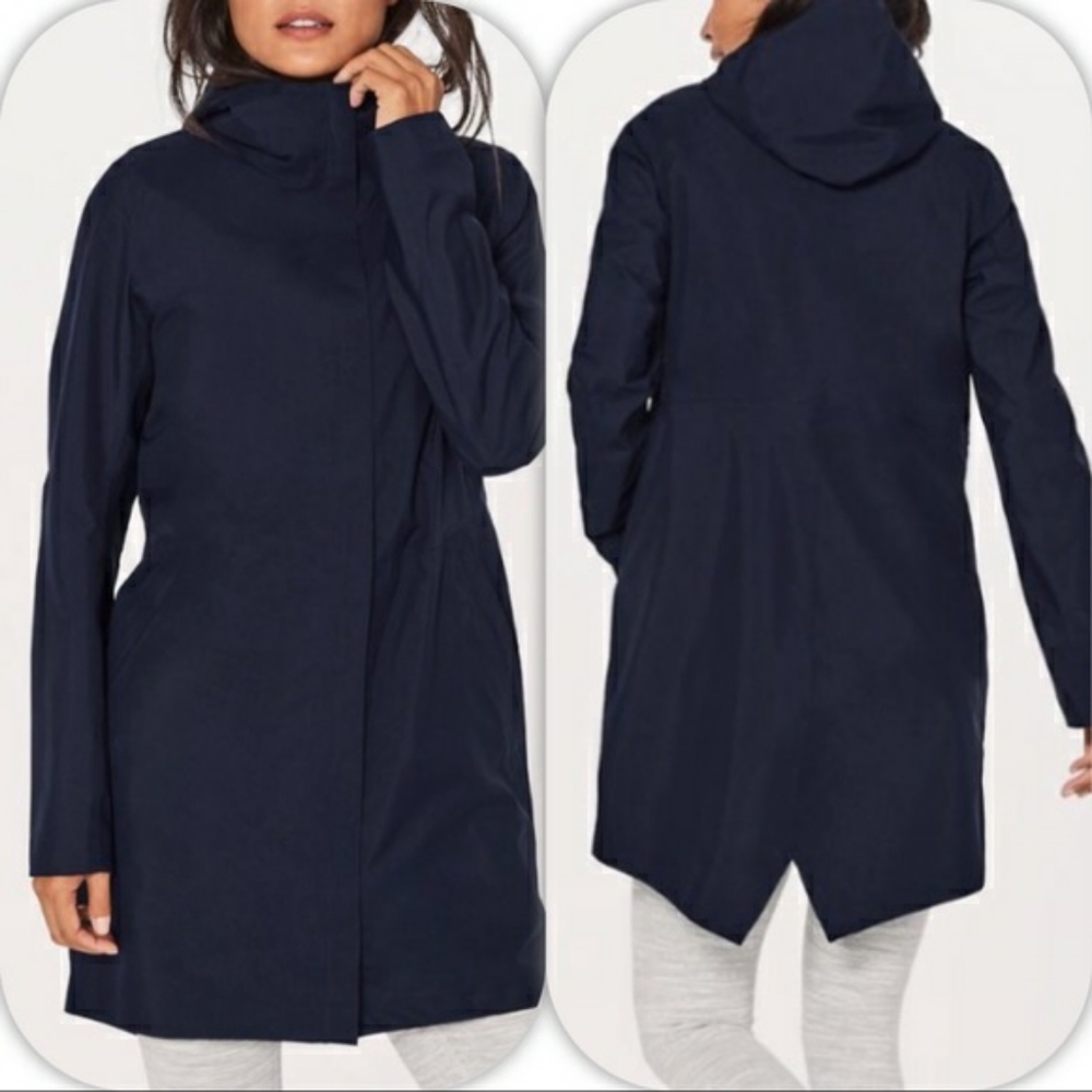 lululemon athletica Navy Hooded Trench Coat